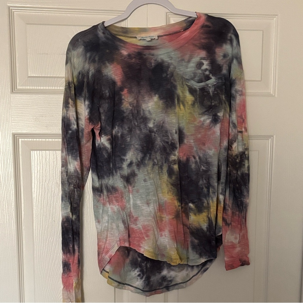 Grace & Lace Multicolor Tie-Dye Long Sleeve Top